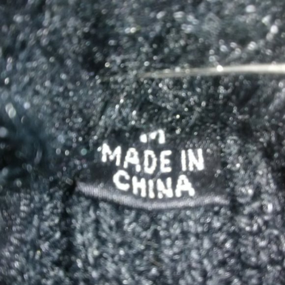 Black Rib Knit Cardigan Sweater with Faux Fur Med - Picture 5 of 7